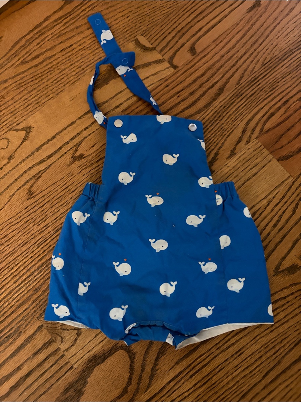 Jacadi Blue Whale Print Kids Shorts Romper 12-18m